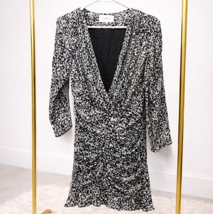 ba&sh Small Black and White Long Sleeve Dress